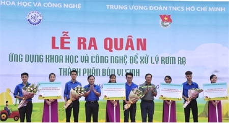 Ra quân ứng dụng khoa học và công nghệ xử lý rơm rạ thành phân vi sinh